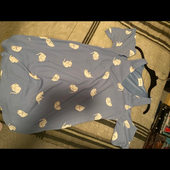 Cute everly cold shoulder cat dress blue medium - Picture 5 of 5